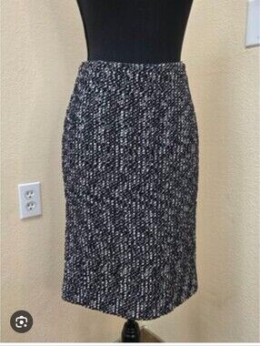 McQ by Alexander McQueen Navy and White Tweed Pencil Skirt